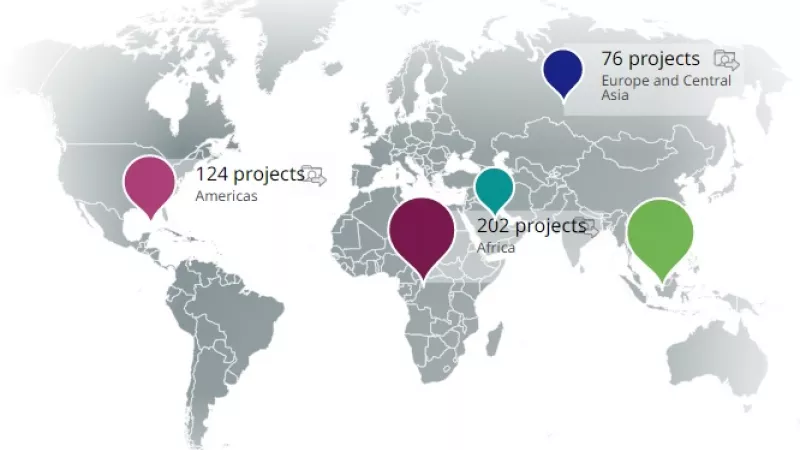 Image showing world map and placeholders in different countries