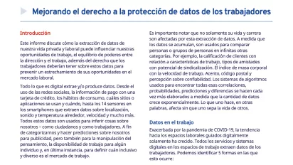 Mejorando el derecho a la protección de datos de los trabajadores
