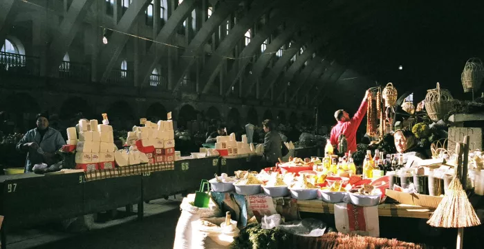 People selling goods in a market, Armenia.