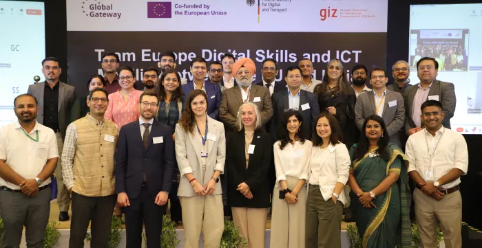 Women and men at a workshop