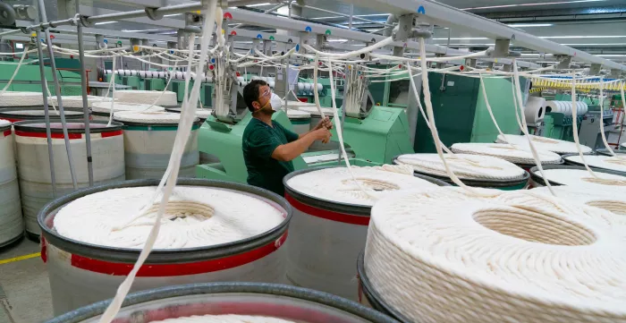 Man working in a textile factory