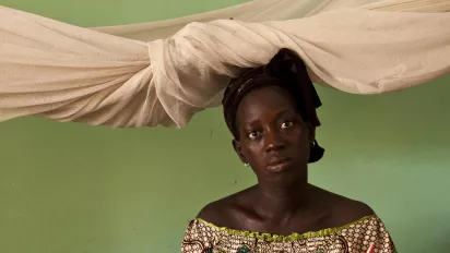 Woman staring at the camera